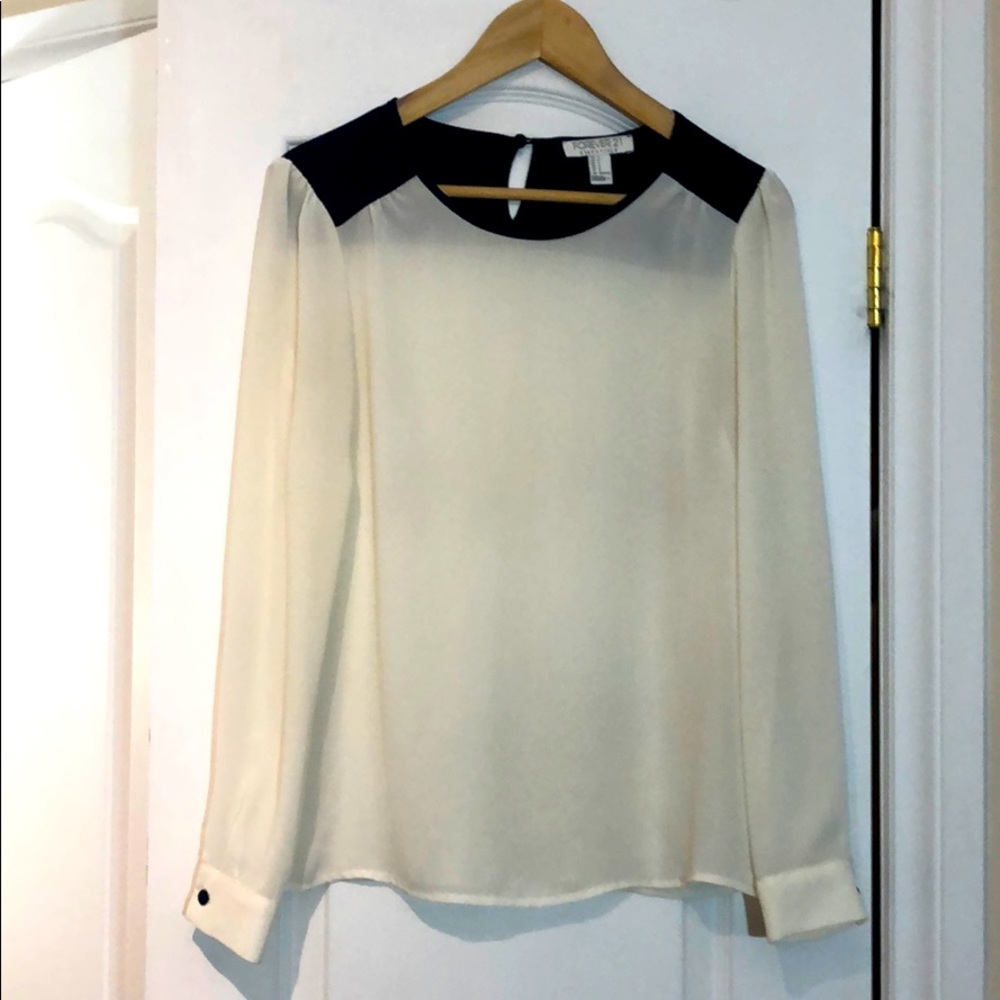 Navy blue and Cream blouse